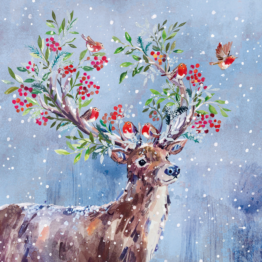 Never Alone & Floral Stag - Twin Pack of Christmas Cards