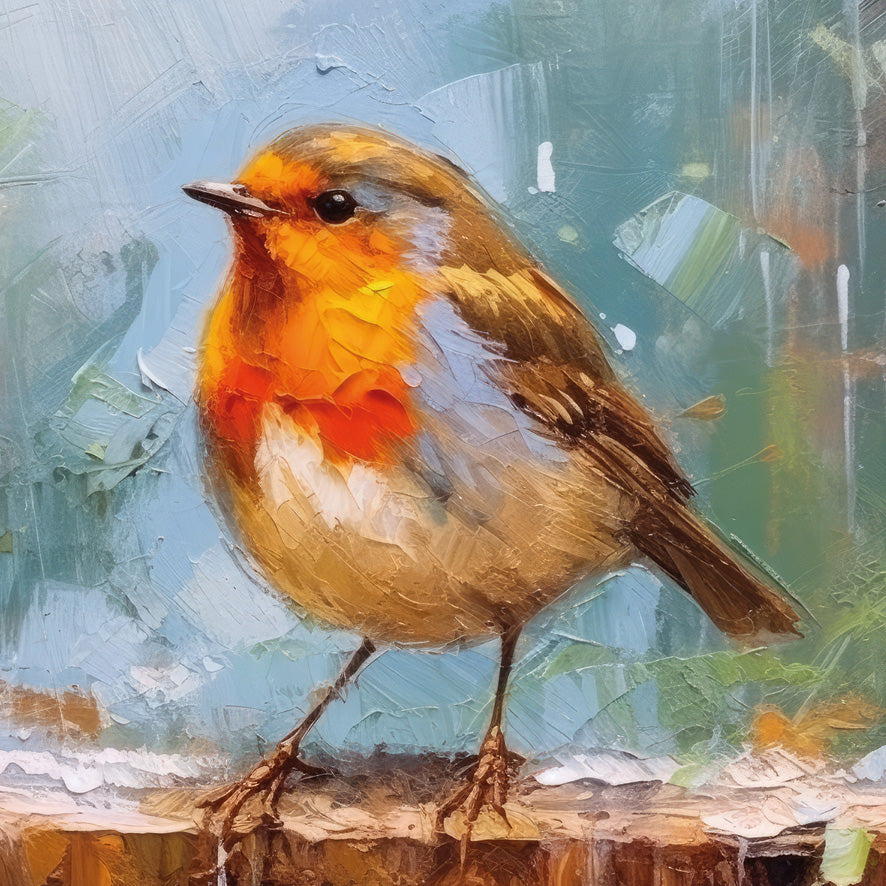 Oil Painting Robin & Robin Red Breast - Twin Pack of Christmas Cards